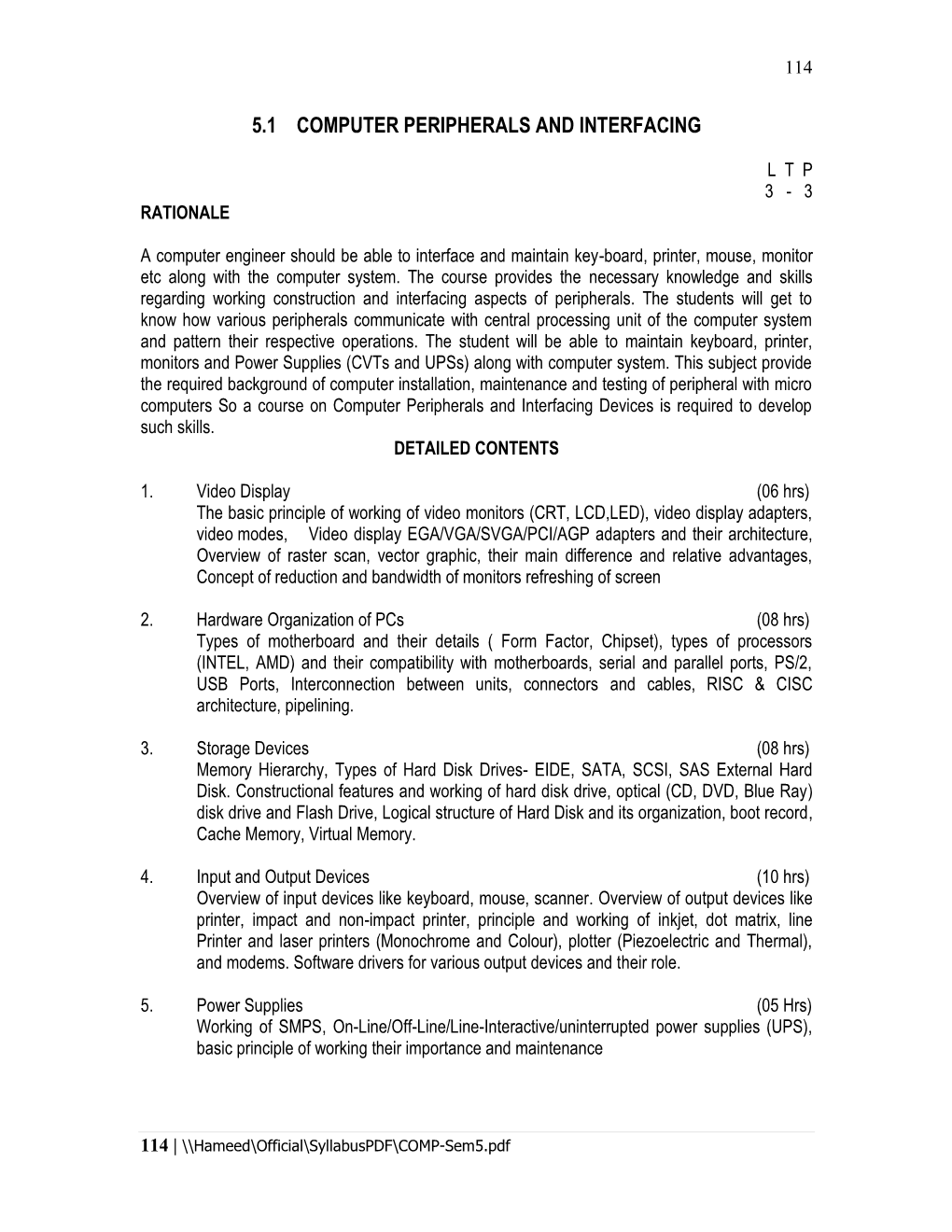 5.1 Computer Peripherals and Interfacing