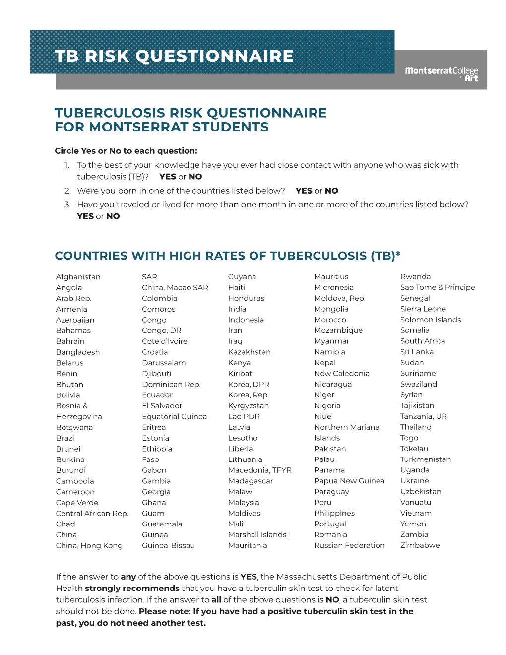 Tb Risk Questionnaire