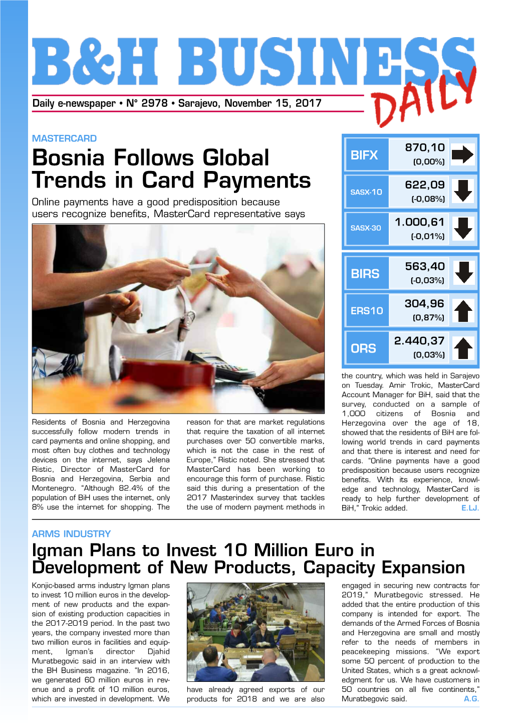 Bosnia Follows Global Trends in Card Payments