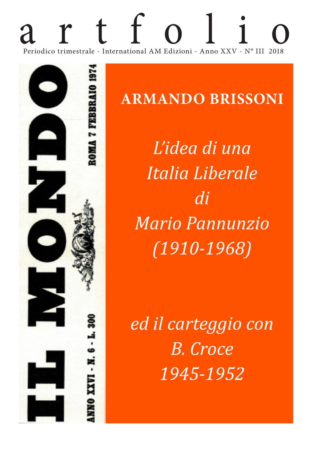 L'idea Di Una Italia Liberale Di Mario Pannunzio