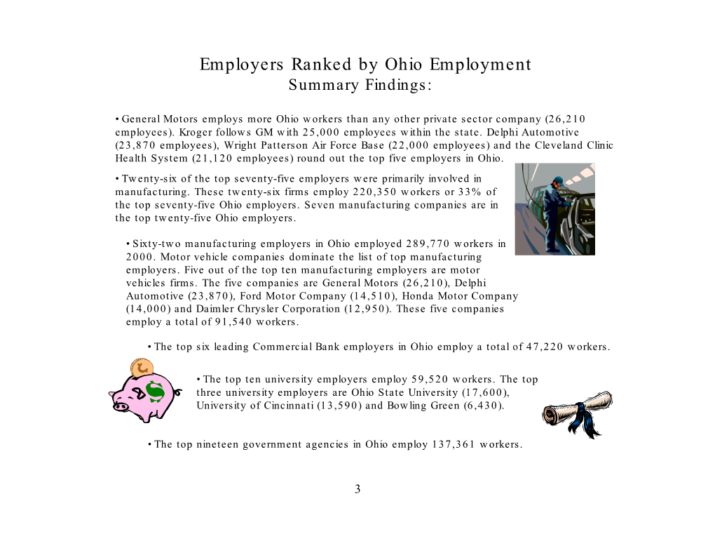 Employers Ranked by Ohio Employment Summary Findings