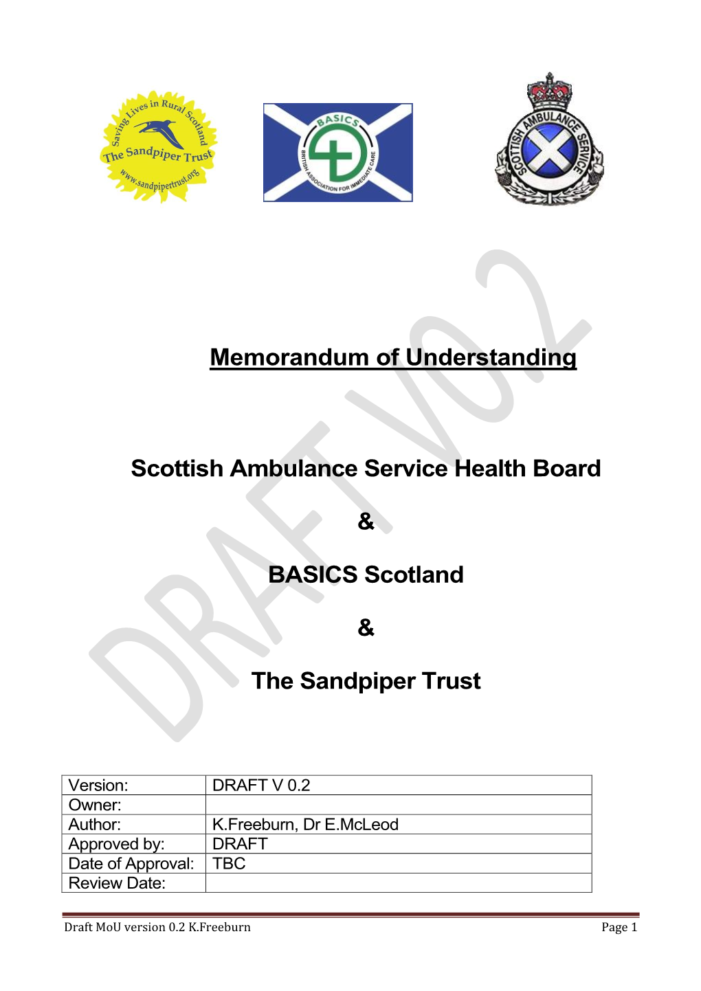 Memorandum of Understanding Scottish Ambulance Service Health