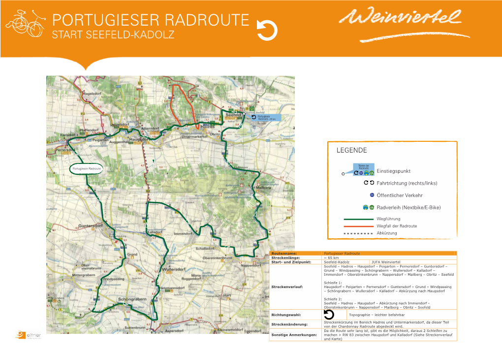 Portugieser Radroute Start Seefeld-Kadolz