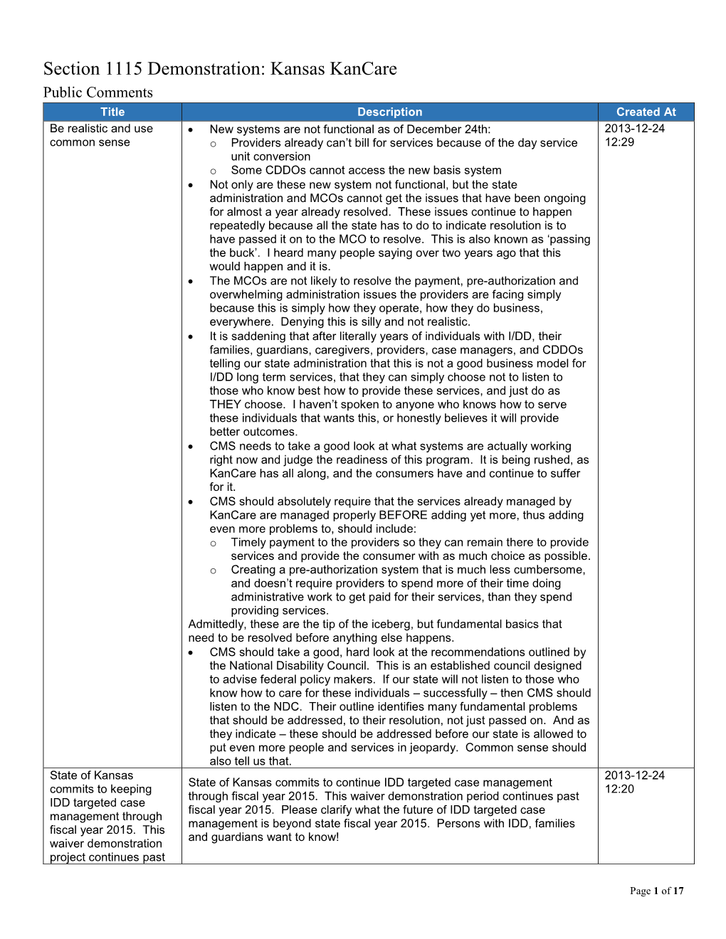 Section 1115 Demonstration: Kansas Kancare