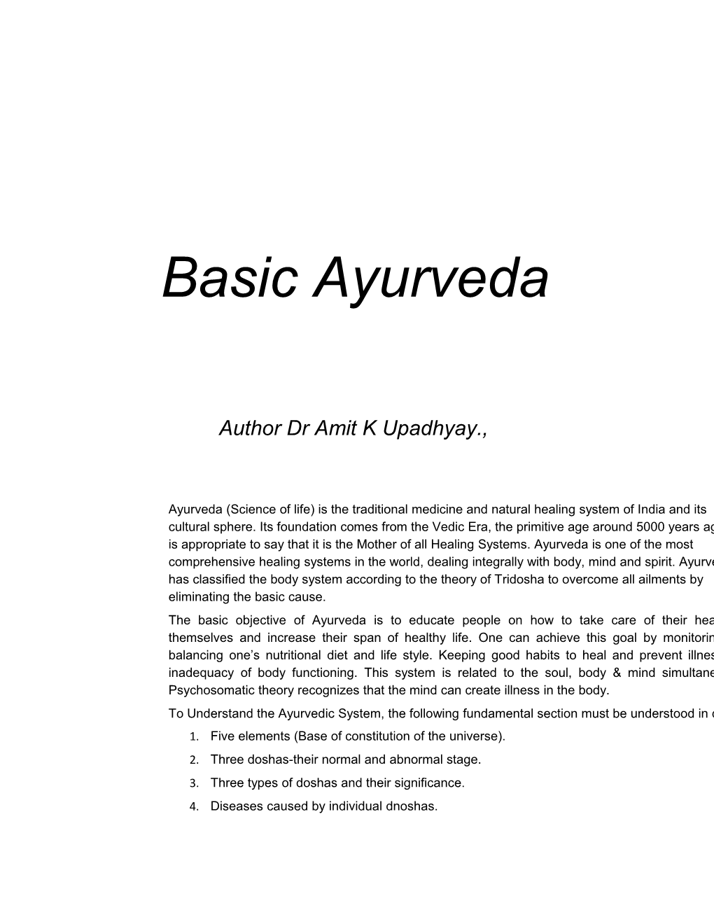 Basic Ayurveda