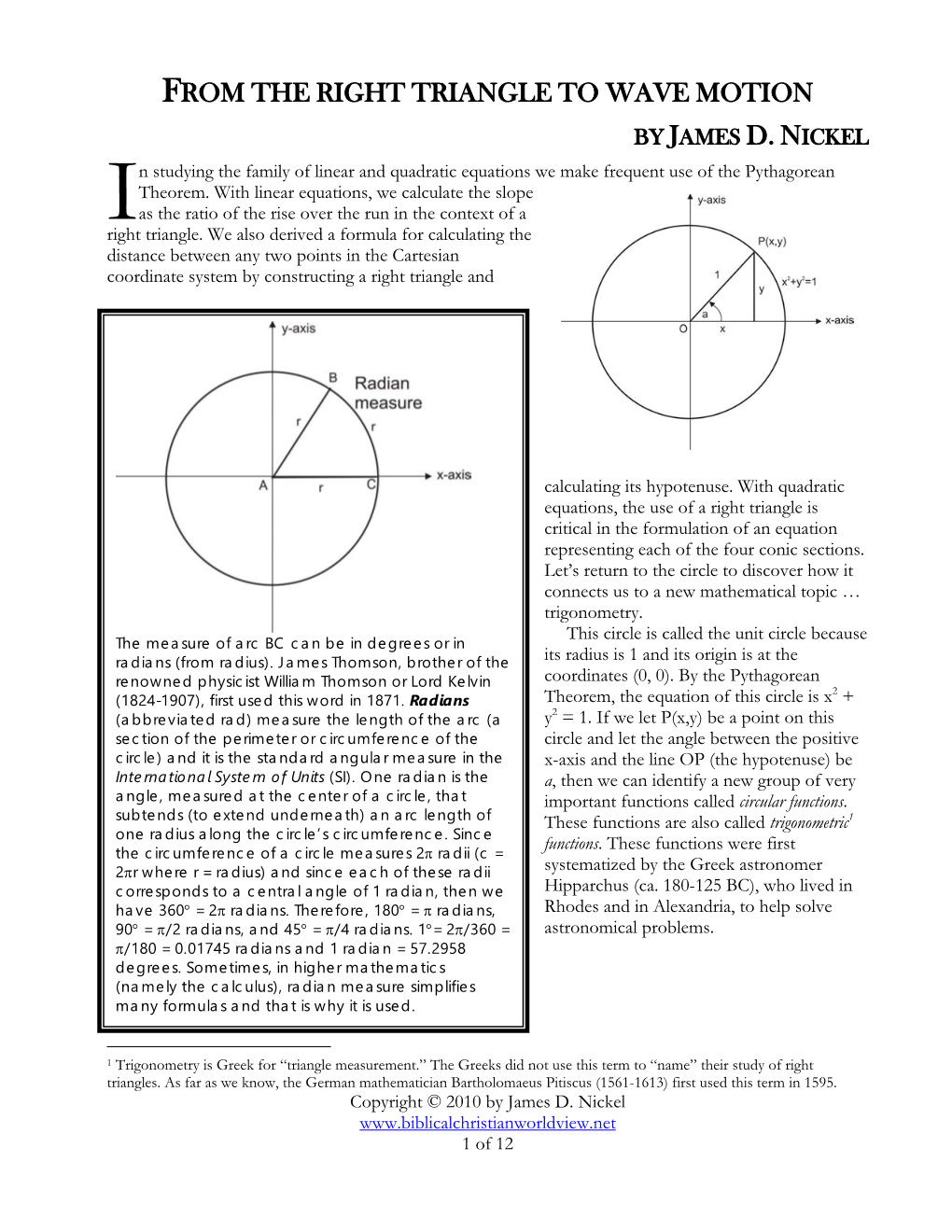 From the Right Triangle to Wave Motion by James D