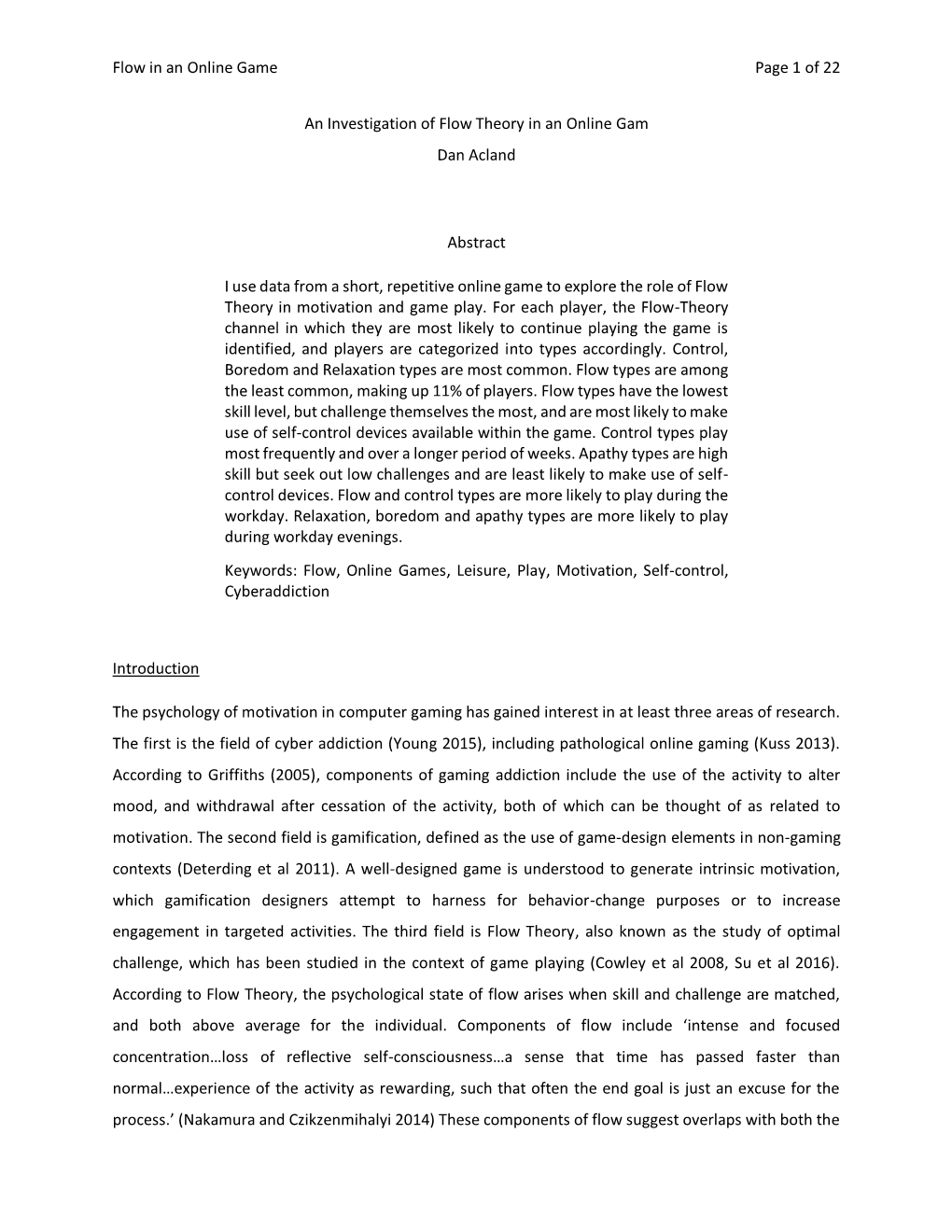 Flow in an Online Game Page 1 of 22 an Investigation of Flow Theory In