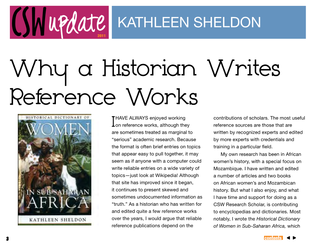 Kathleen Sheldon Has Been a CSW Research Mantsopa, Appeared in 1963, and She Has in Cameroon, Women’S Groups in Sierra Scholar Since 1989