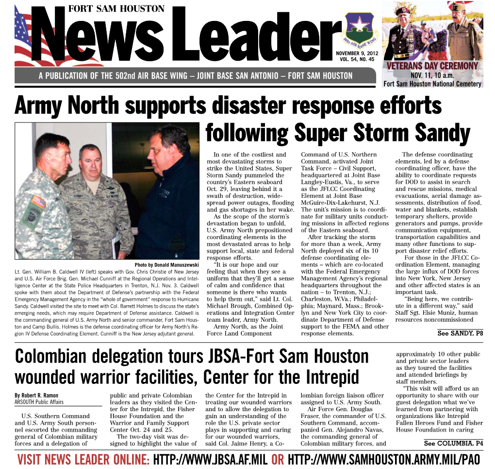 Army North Supports Disaster Response Efforts Following Super Storm Sandy in One of the Costliest and Command of U.S