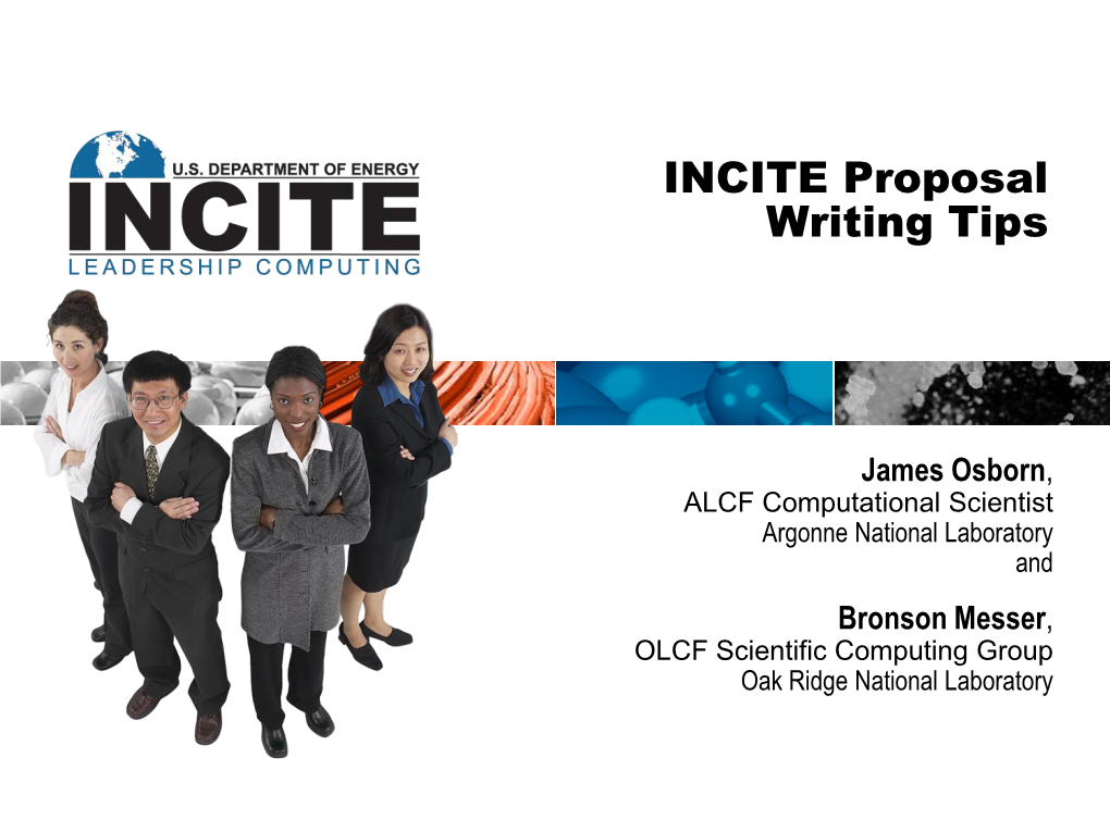 INCITE Proposal Writing Tips