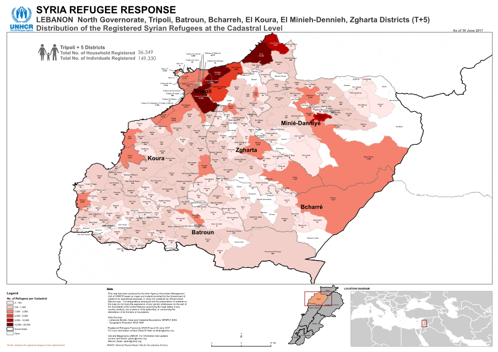 SYRIA REFUGEE RESPONSE LEBANON North Governorate, Tripoli, Batroun, Bcharreh, El Koura, El Minieh-Dennieh, Zgharta Districts (T+5)