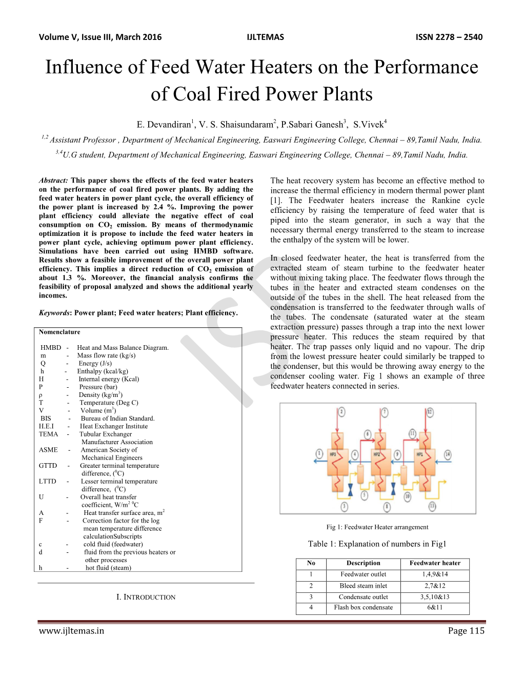 Influence of Feed Water Heaters on the Performance of Coal Fired Power Plants