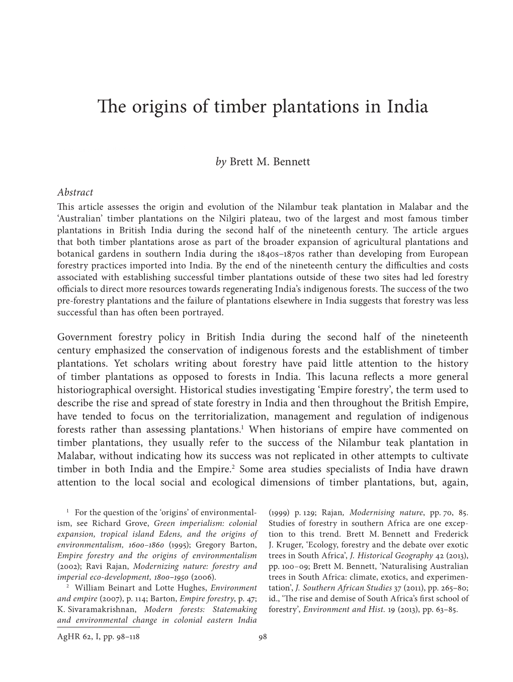 The Origins of Timber Plantations in India