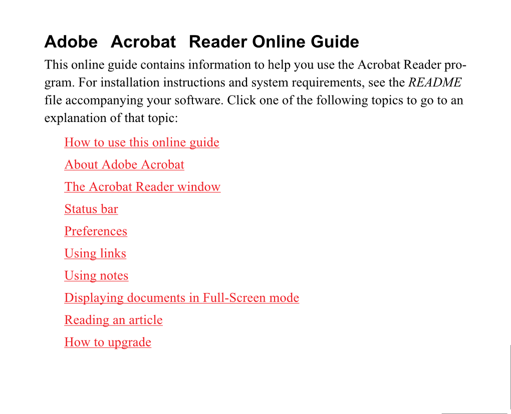 Adobe Acrobat Reader Online Guide