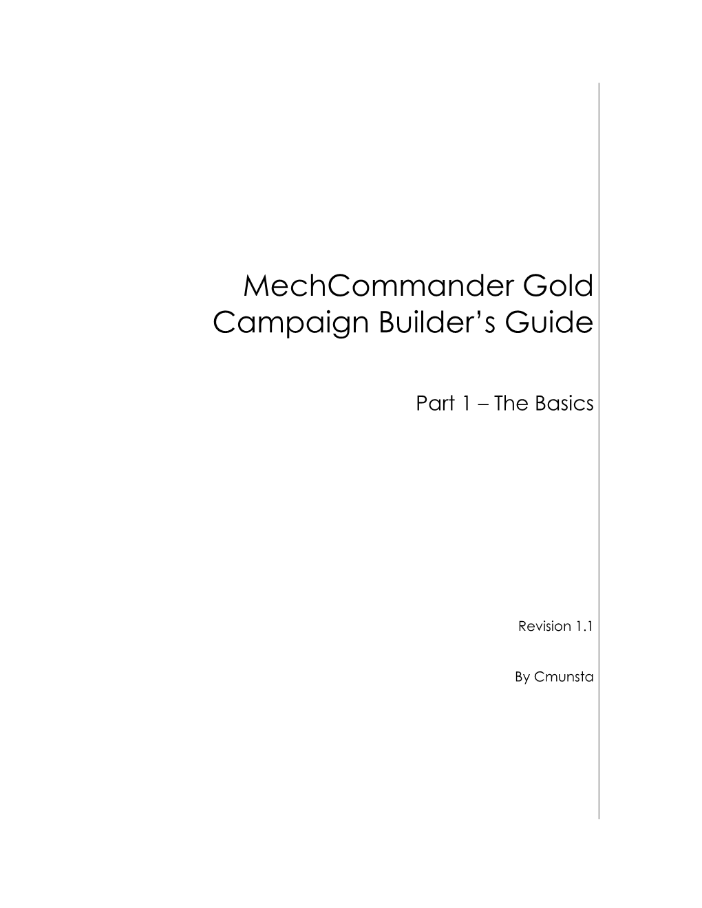 Mechcommander Gold Campaign Creation