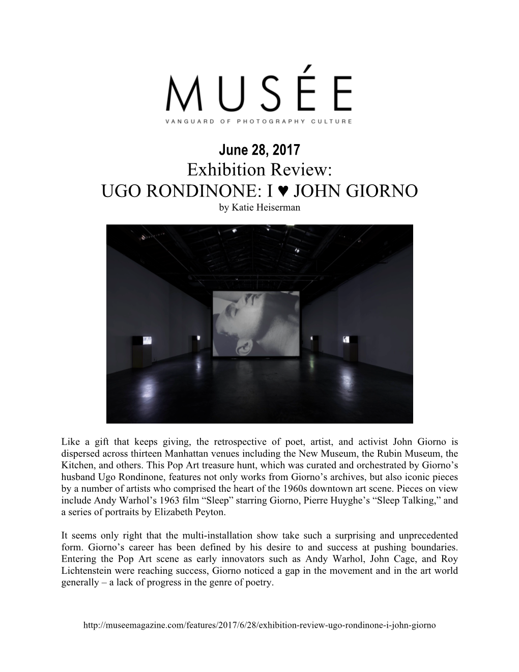 Exhibition Review: UGO RONDINONE: I JOHN GIORNO