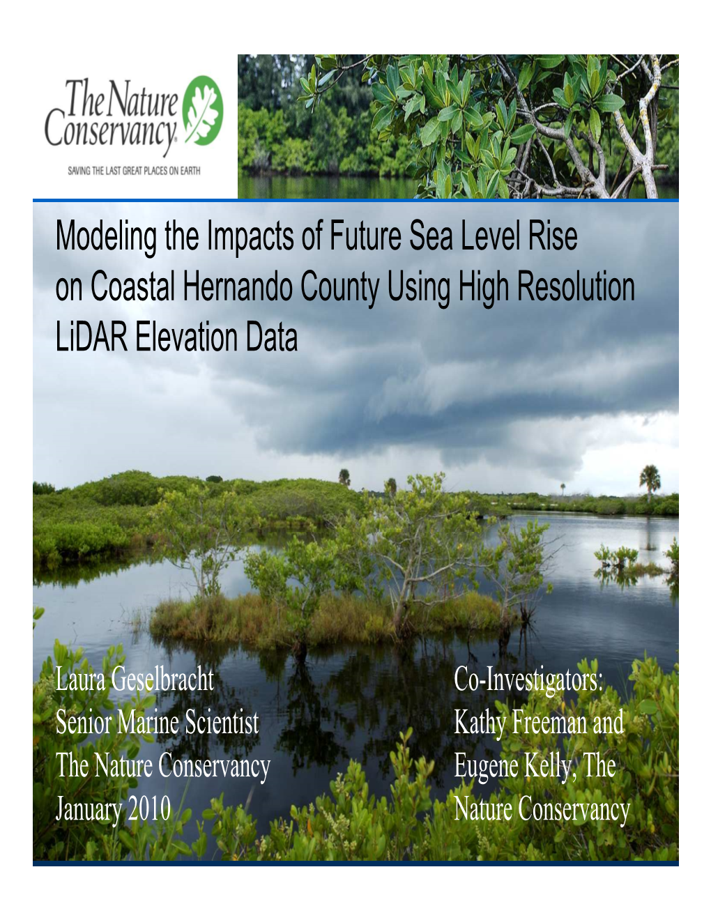 Modeling the Impacts of Future Sea Level Rise on Coastal Hernando County Using High Resolution Lidar Elevation Data