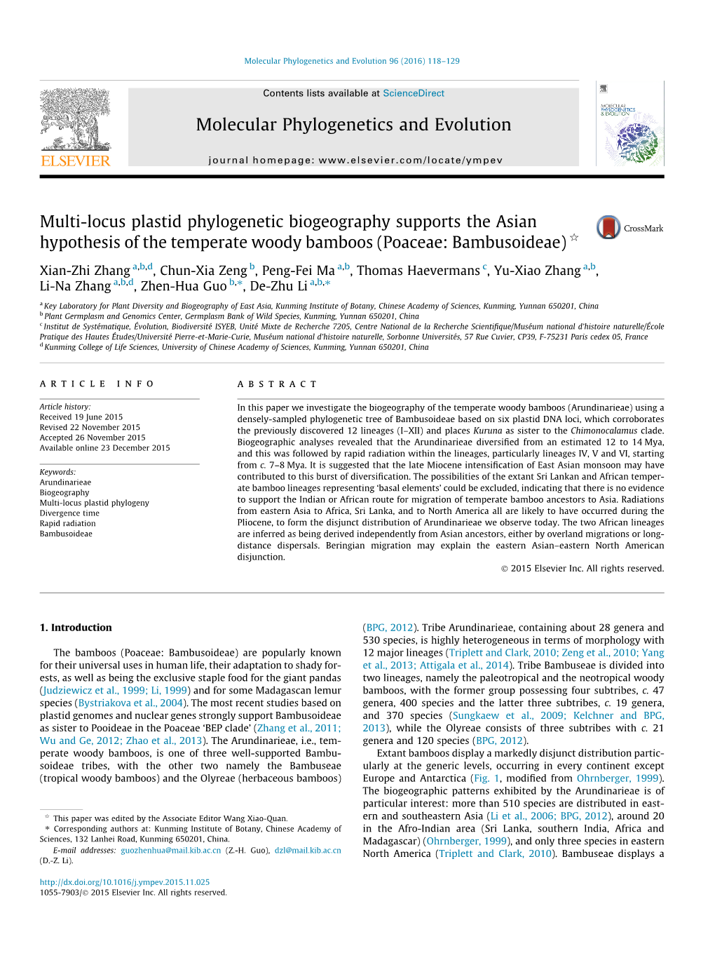 Molecular Phylogenetics and Evolution 96 (2016) 118–129