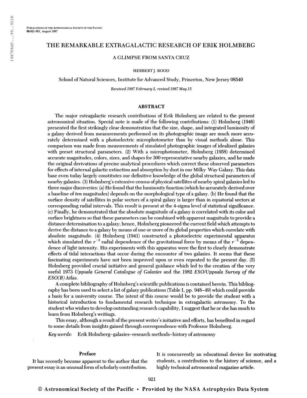 Publications of the Astronomical Society of the Pacific 99:921-951, August 1987