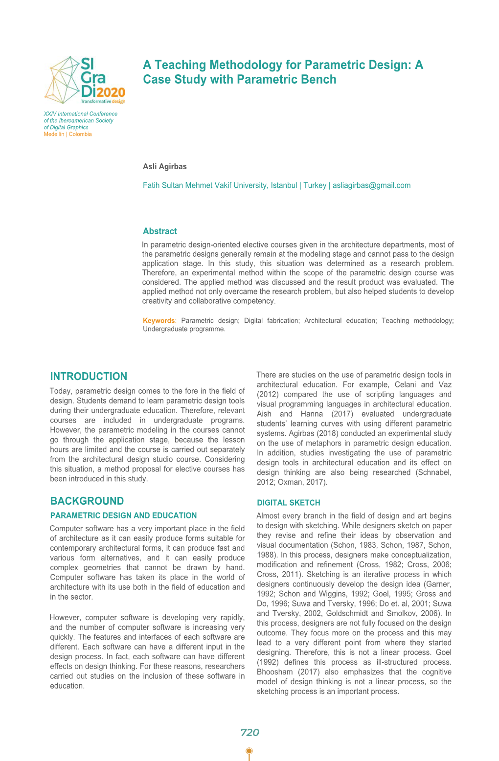 A Teaching Methodology for Parametric Design: a Case Study with Parametric Bench