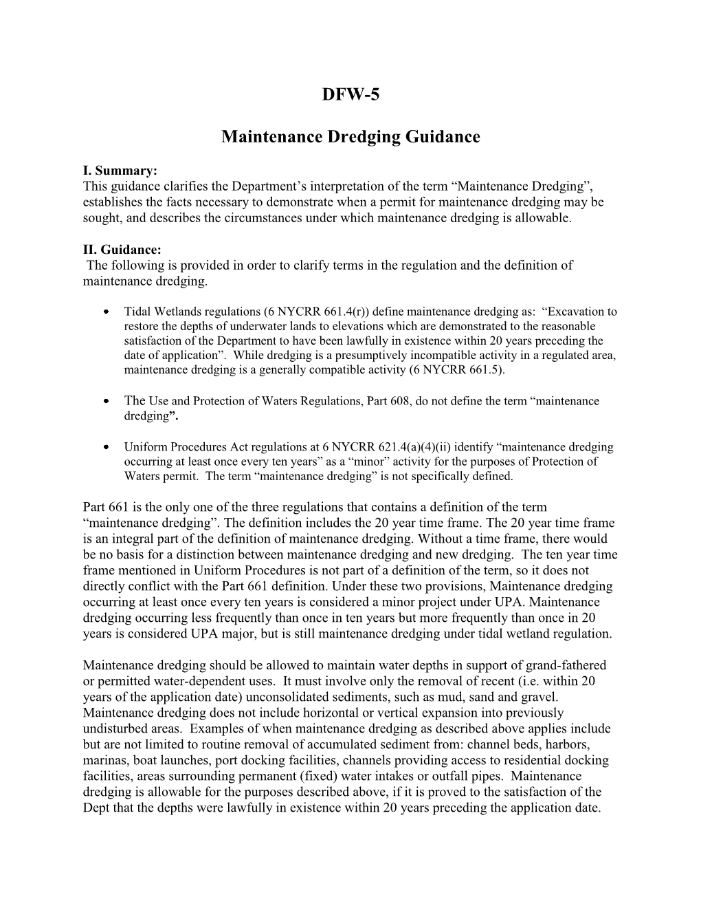 Dredging Guidance Document