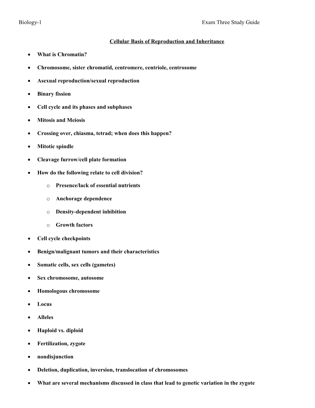 Cellular Basis of Reproduction and Inheritance