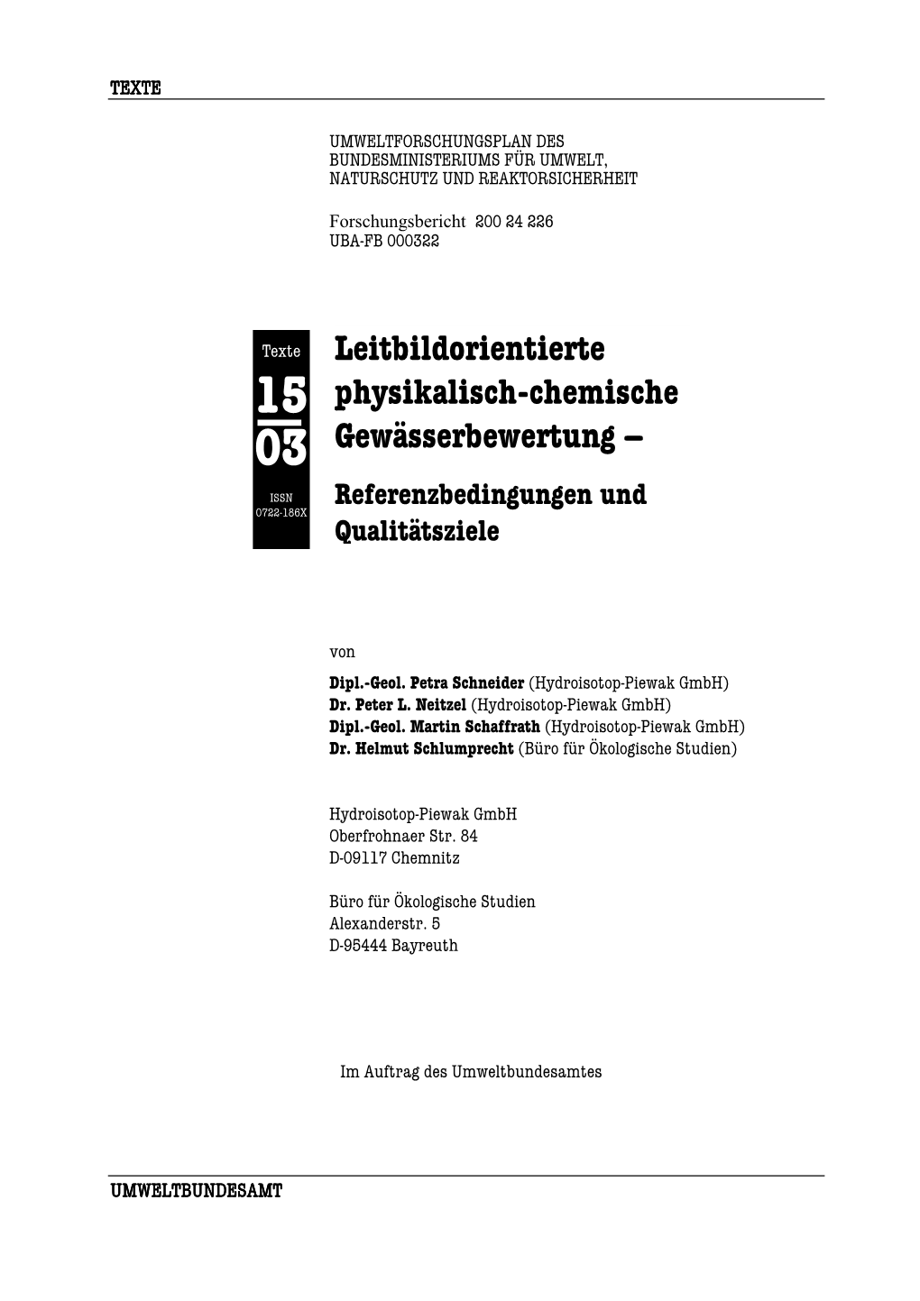 Leitbildorientierte Physikalisch-Chemische 15 Gewässerbewertung –