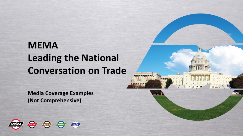 MEMA Leading the National Conversation on Trade