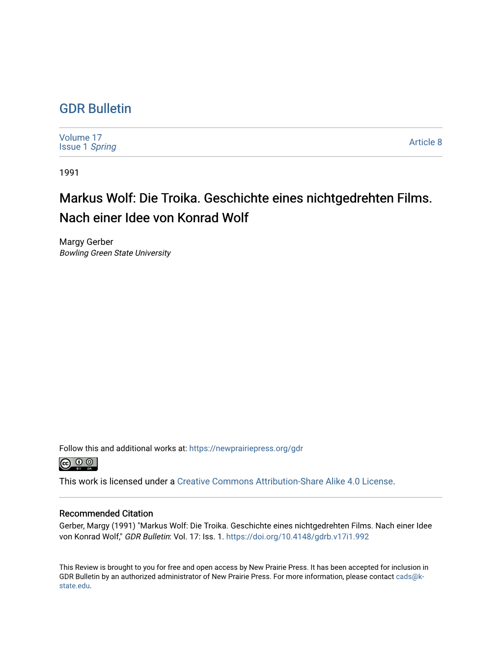 Markus Wolf: Die Troika. Geschichte Eines Nichtgedrehten Films. Nach Einer Idee Von Konrad Wolf