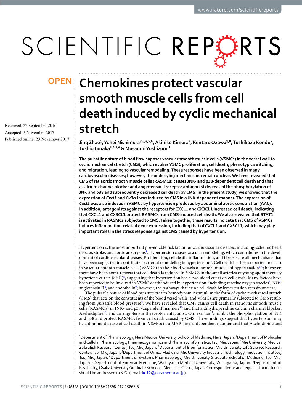 Chemokines Protect Vascular Smooth Muscle Cells from Cell Death