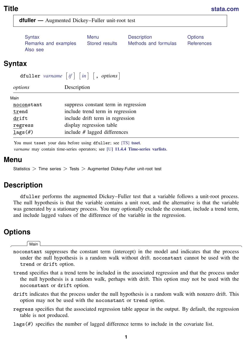 Augmented Dickey–Fuller Unit-Root Test