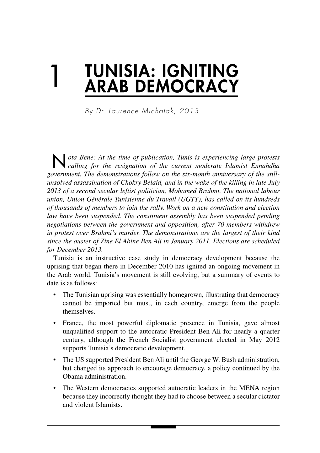 1 Tunisia: Igniting Arab Democracy