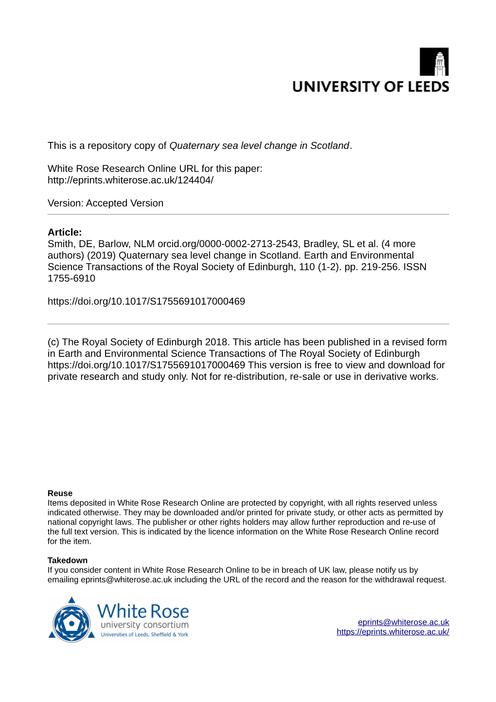 Quaternary Sea Level Change in Scotland