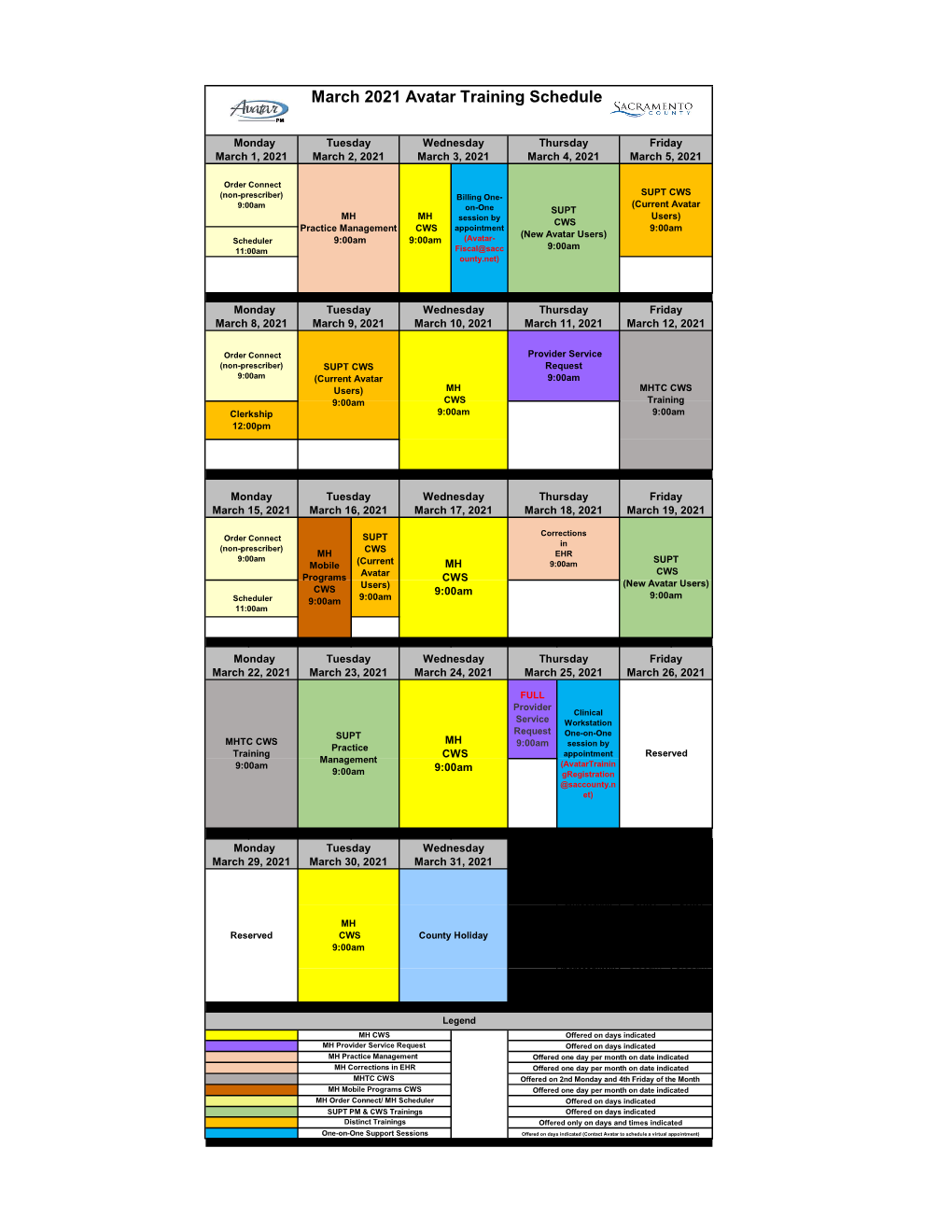 Training Schedule