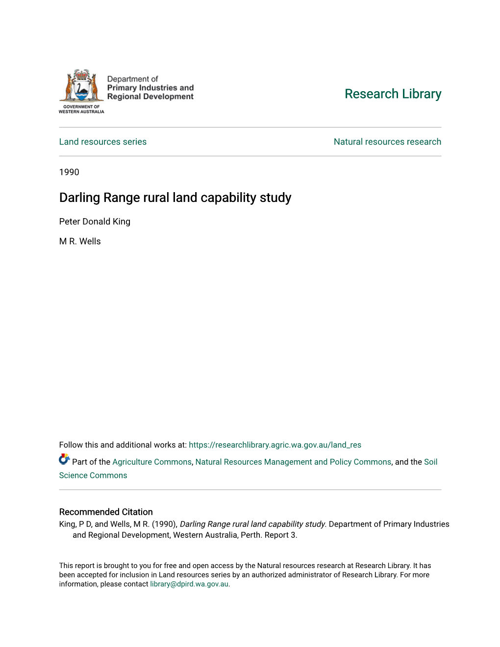 Darling Range Rural Land Capability Study