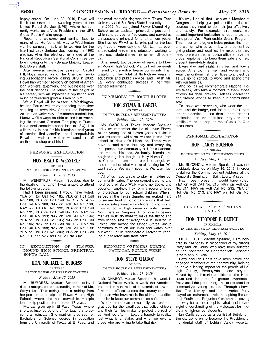 CONGRESSIONAL RECORD— Extensions of Remarks E620 HON