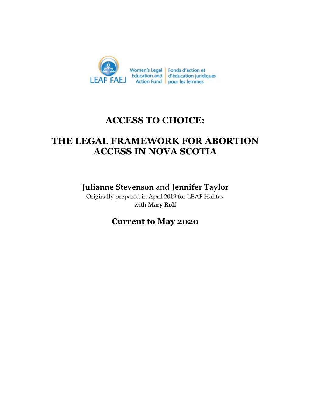 The Legal Framework for Abortion Access in Nova Scotia