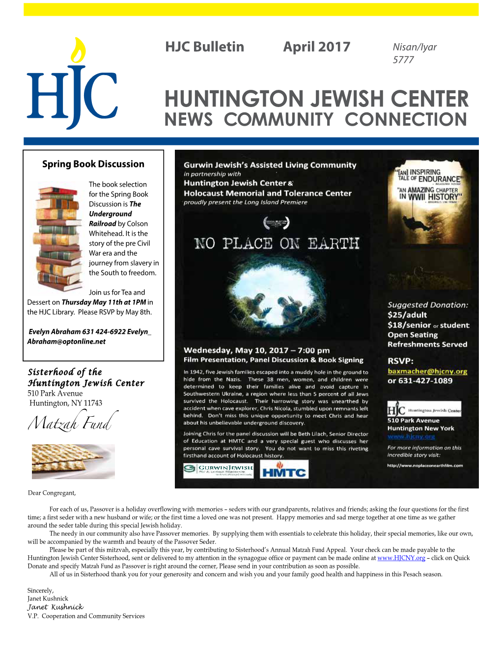 HJC Bulletin April 2017 Nisan/Iyar 5777