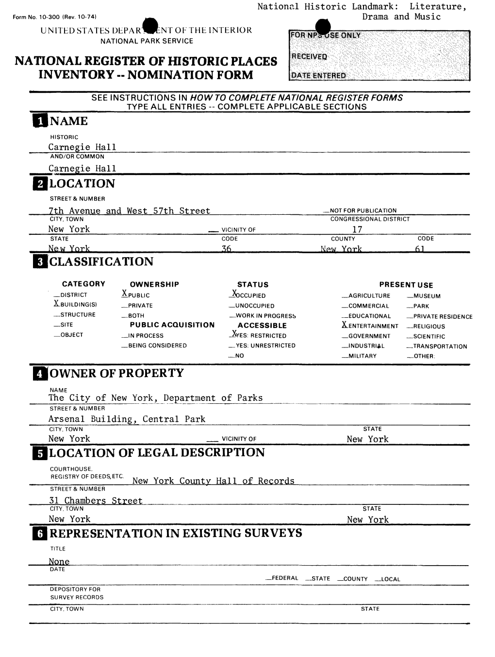 National Register of Historic Places Inventory -- Nomination Form