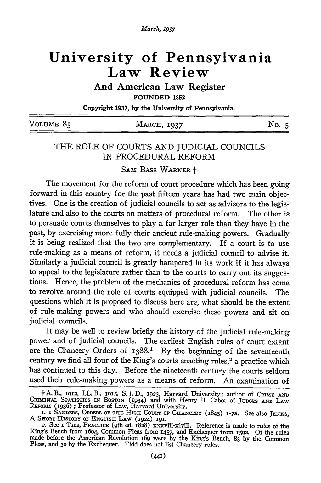 The Role of Courts and Judicial Councils in Procedural Reform