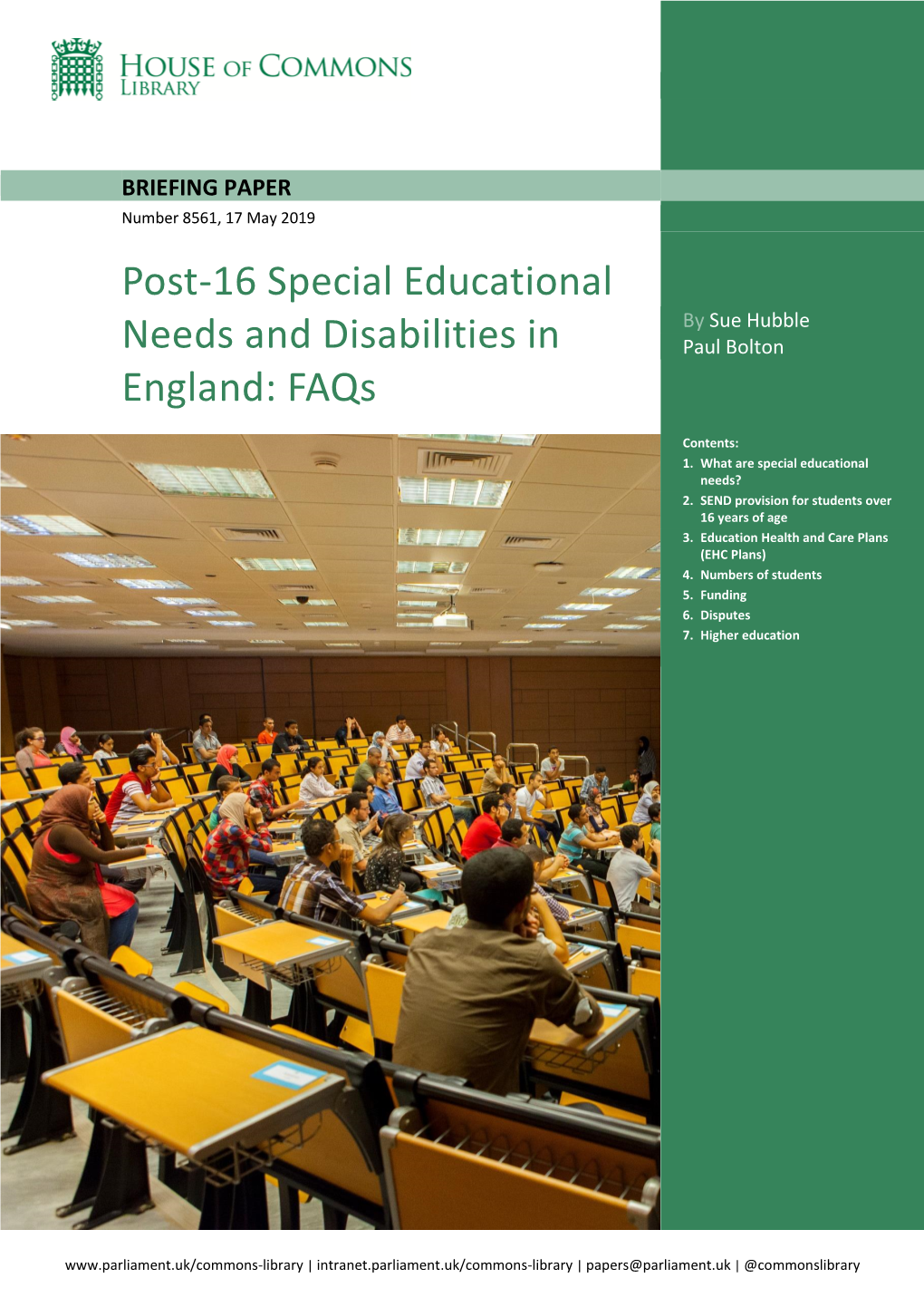 Post-16 Special Educational Needs and Disabilities in England: Faqs