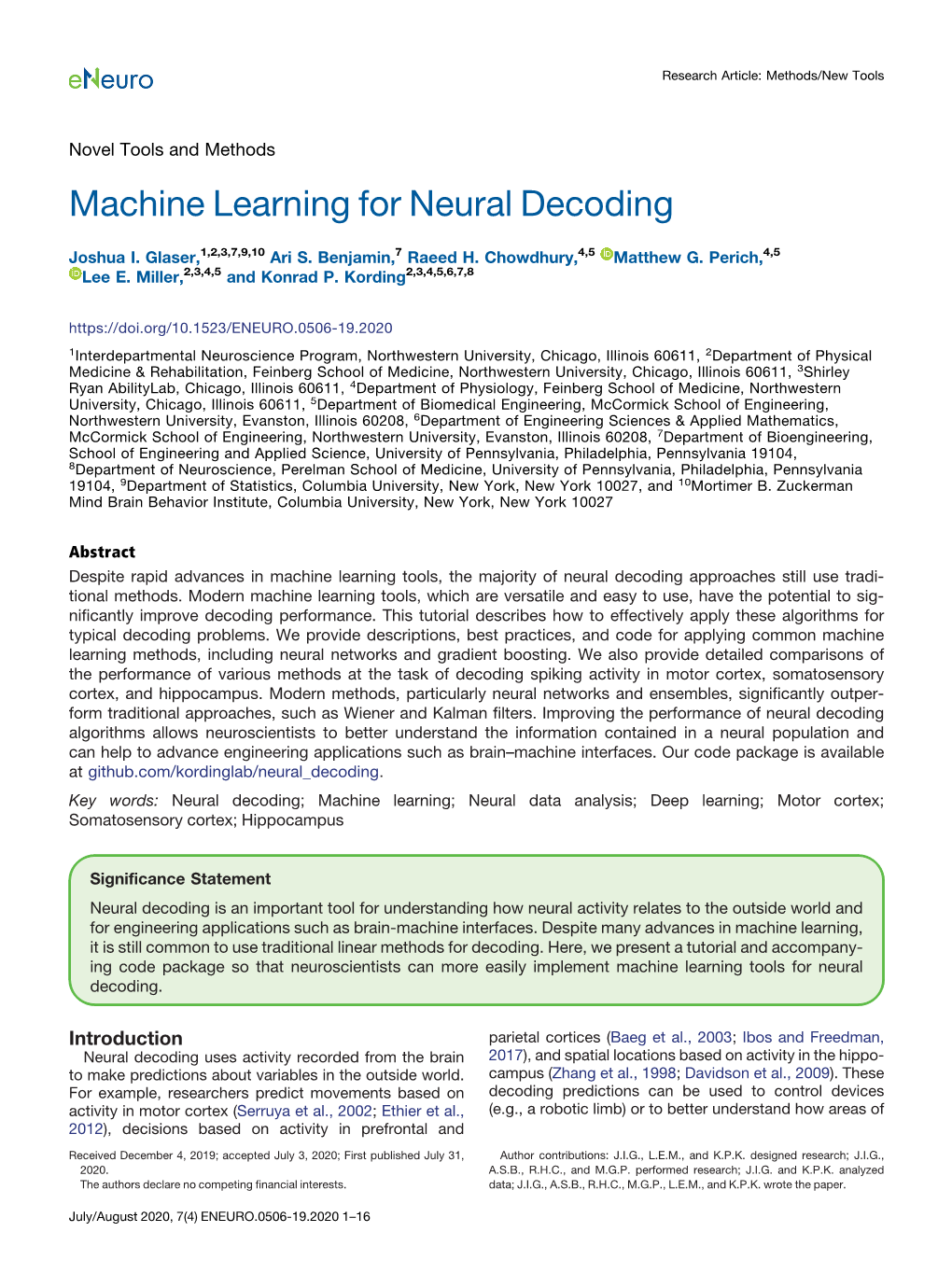 Machine Learning for Neural Decoding