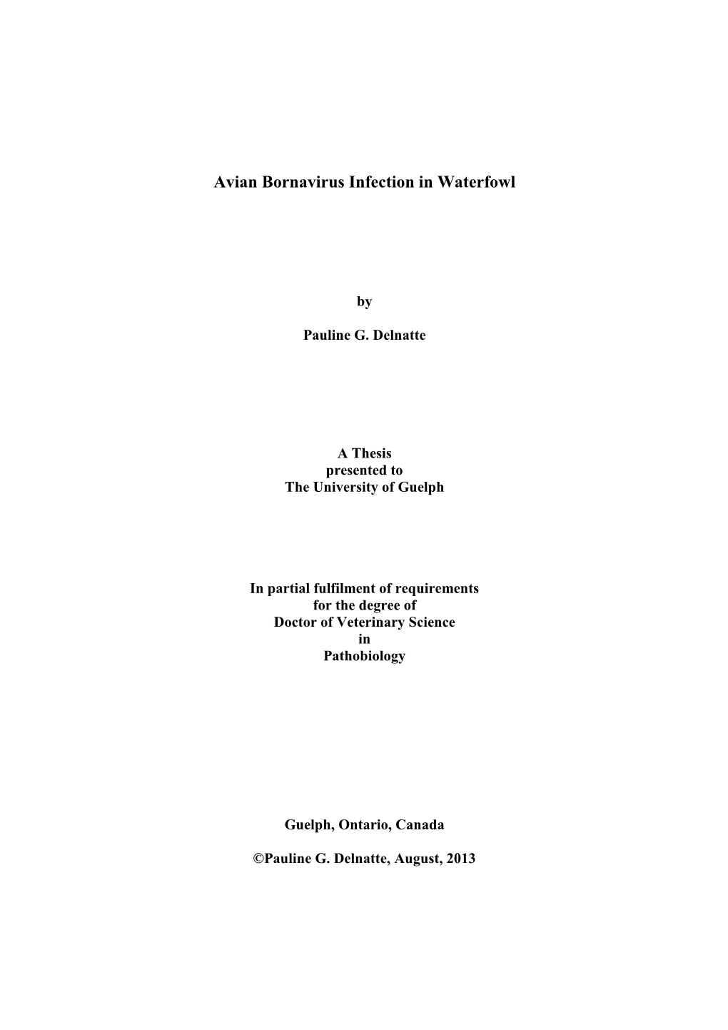 Avian Bornavirus Infection in Waterfowl