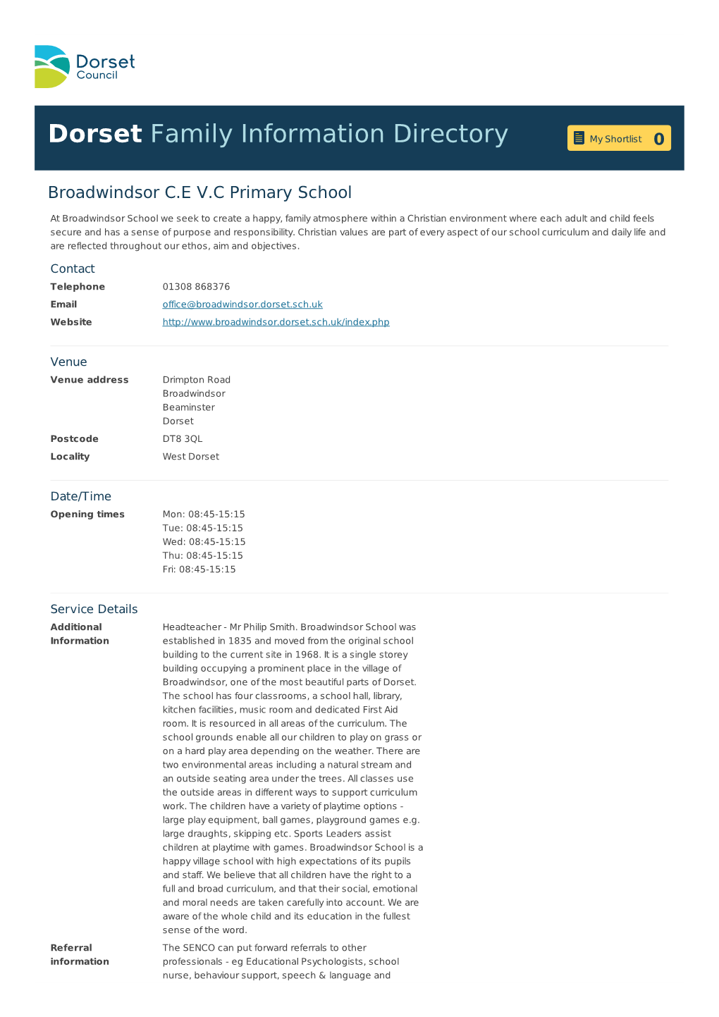 Broadwindsor C.E V.C Primary School | Dorset