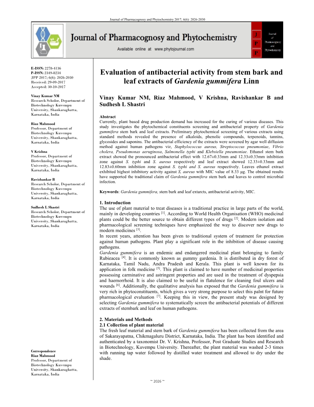 Evaluation of Antibacterial Activity from Stem Bark and Leaf Extracts Of