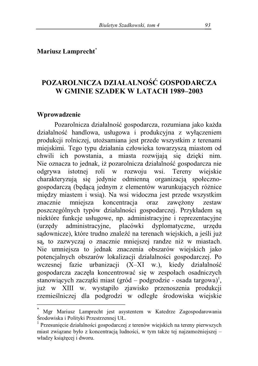 Pozarolnicza Działalność Gospodarcza W Gminie Szadek