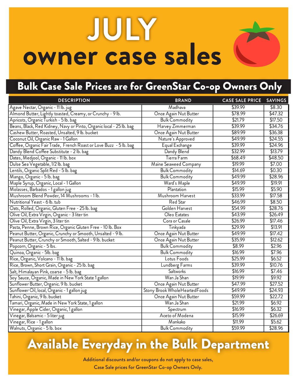 20 JULY Case Sale Flyer