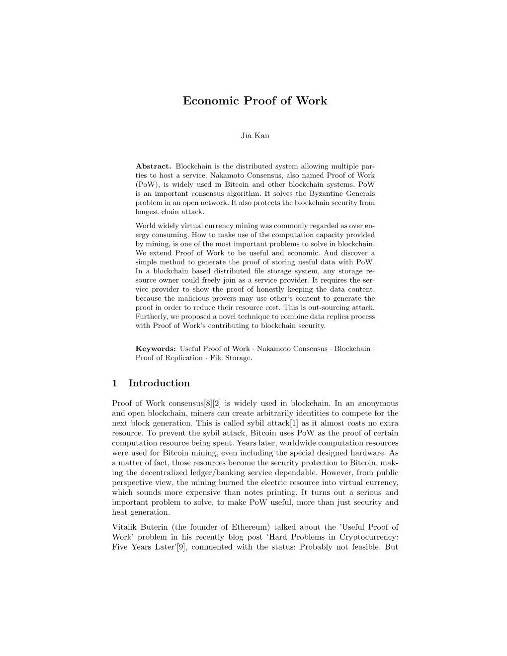 Economic Proof of Work