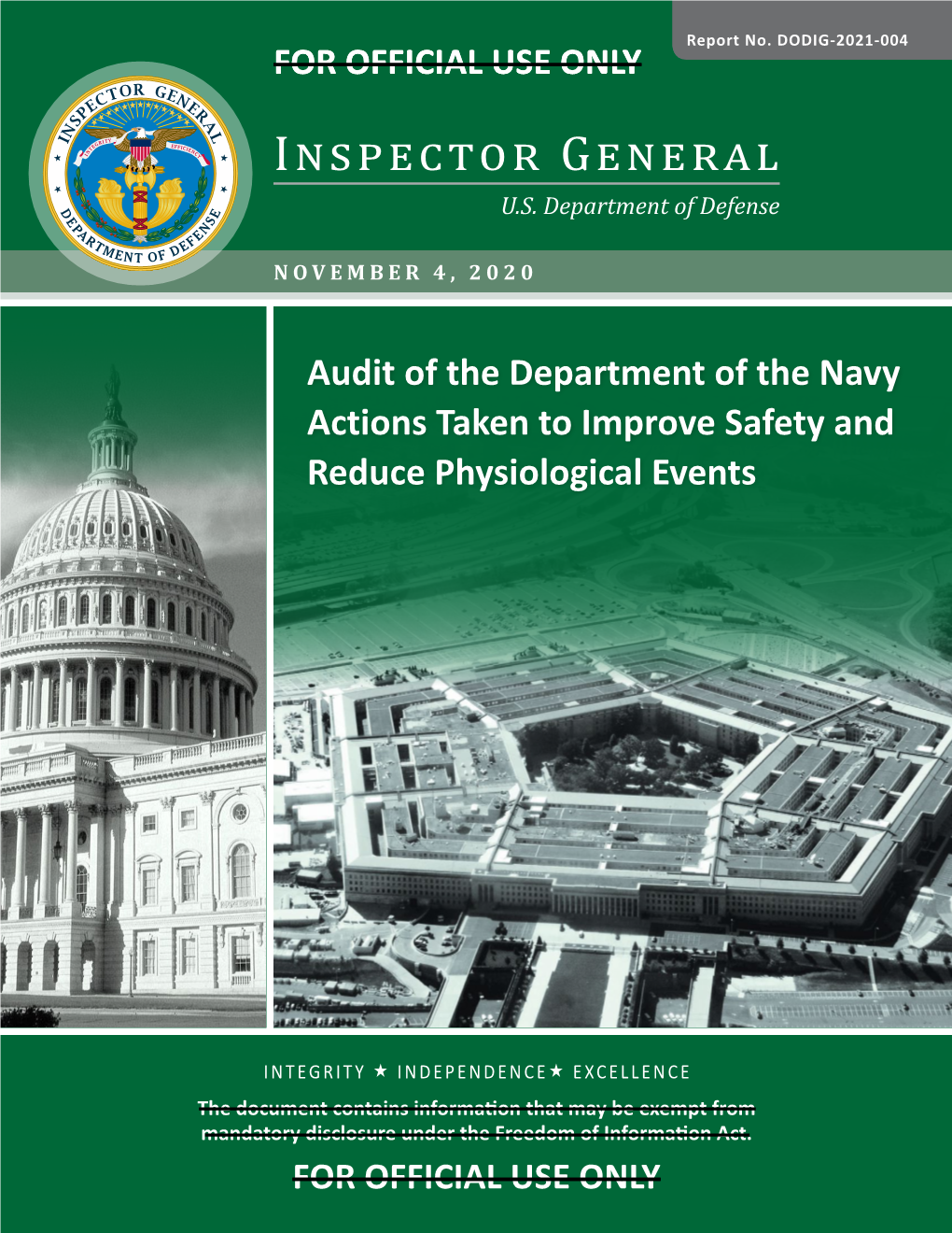Report No. DODIG-2021-004: Audit of the Department of the Navy Actions