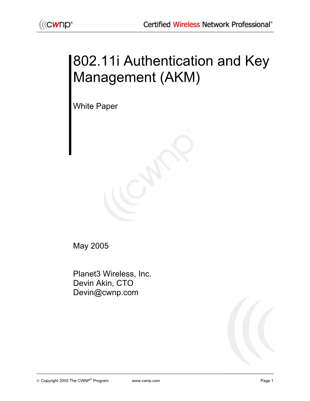 802.11I Authentication and Key Management (AKM)